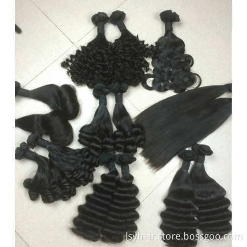 Wholesale Raw Virgin Funmi Super Double Drawn Bone Straight Human Hair Extensions Closures Frontals, Cuticle Aligned Hair Bundle